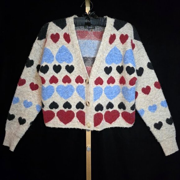Free the Roses Women's Heart Cardigan M - Picture 2 of 10